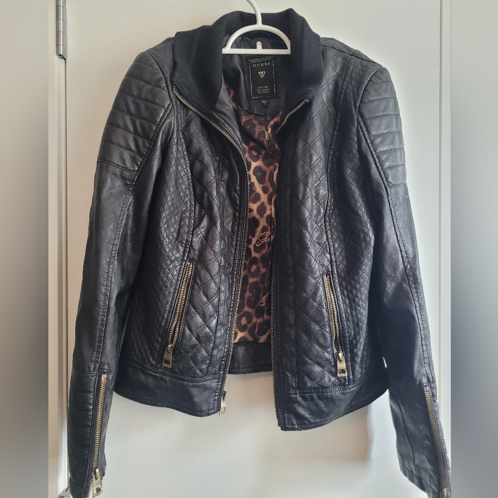 Guess Black Faux Leather Jacket